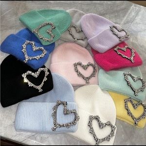 ShopTenOne heart accessorized hat: 1 yellow 1 royal 5 sky blue 1 mint only